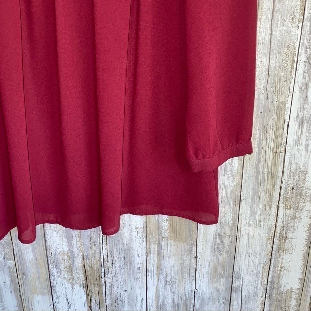 Loft Maroon Sheer Blouse - Picture 3 of 4
